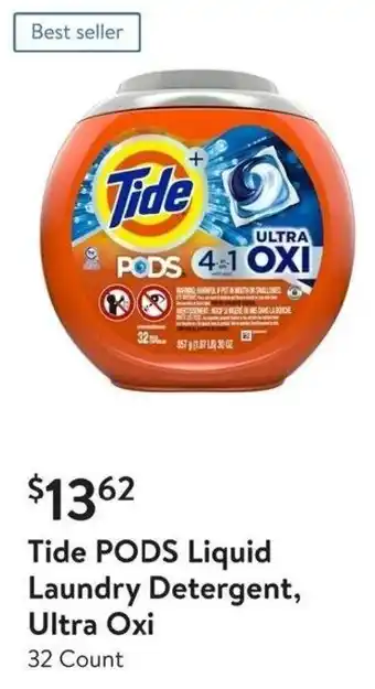 Walmart Tide PODS Liquid Laundry Detergent, Ultra Oxi offer