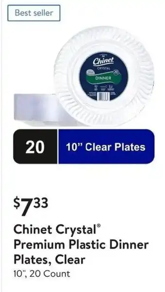 Walmart Chinet Crystal Premium Plastic Dinner Plates, Clear offer