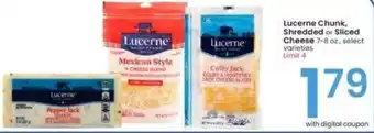 Albertsons Lucerne Chunk, Shredded or Sliced Cheese 7-8 oz., select varieties Limit 4 offer