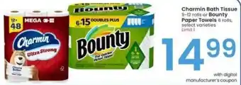 Albertsons Charmin Bath Tissue 9-12 rolls or Bounty Paper Towels 6 rolls offer