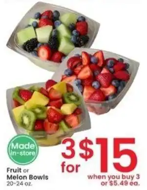 Albertsons Fruit or Melon Bowls 20-24 oz. offer