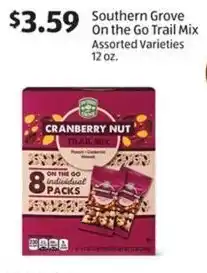 Aldi Southern Grove On the Go Trail Mix Assorted Varieties 12 oz. offer
