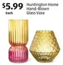Aldi Huntington Home Hand-Blown Glass Vase offer