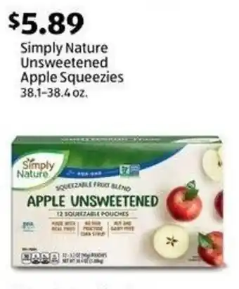 Aldi Simply Nature Unsweetened Apple Squeezies 38.1-38.4 oz. offer