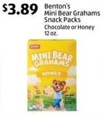 Aldi Benton's Mini Bear Grahams Snack Packs Chocolate or Honey 12 oz. offer