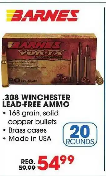 Big 5 Barnes .308 Winchester Lead-free Ammo offer
