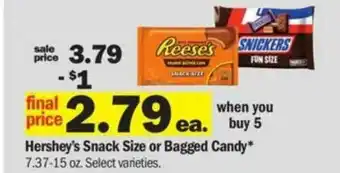 Meijer Hershey's Snack Size Or Bagged Candy offer