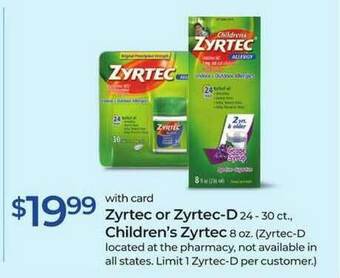 Rite Aid Zyrtec Or Zyrtec-d Children's Zyrtec offer