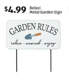 Aldi Belavi Metal Garden Sign offer