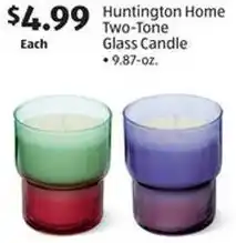 Aldi Huntington Home Two-Tone Glass Candle offer