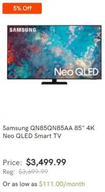 Curacao Samsung QN85QN85AA 85" 4K Neo QLED Smart TV offer