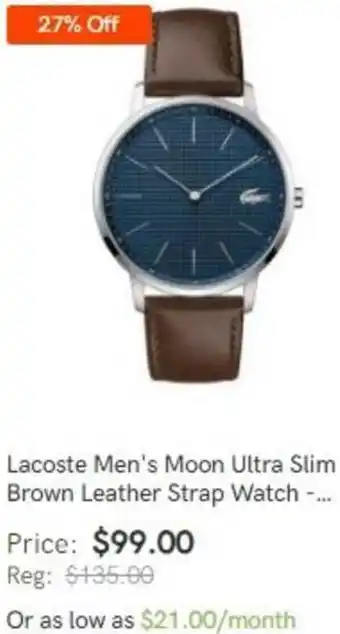 Lacoste Men's Moon Ultra Slim Brown Leather Strap Watch