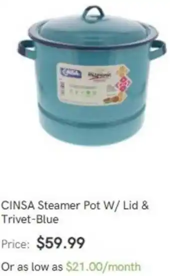 CINSA Steamer Pot W/Lid & Trivet-Blue
