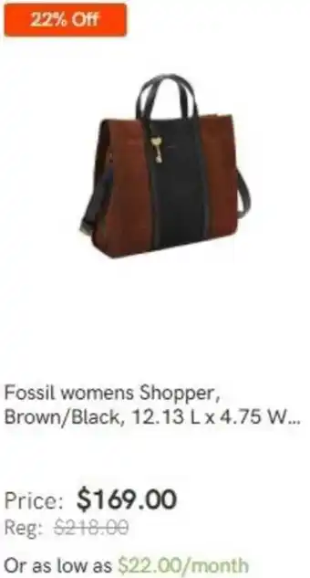Curacao Fossil Womens Shopper, Brown/Black, 12.13 L x 4.75 offer