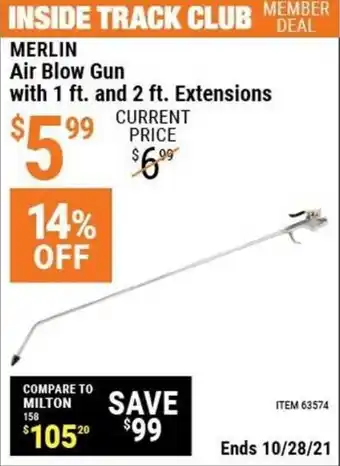 Harbor Freight Tools Merlin Air Blow Gun With 1 Ft. And 2 Ft. Extensions offer
