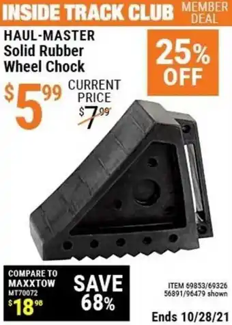 Harbor Freight Tools Haul-Master Solid Rubber Wheel Chock offer