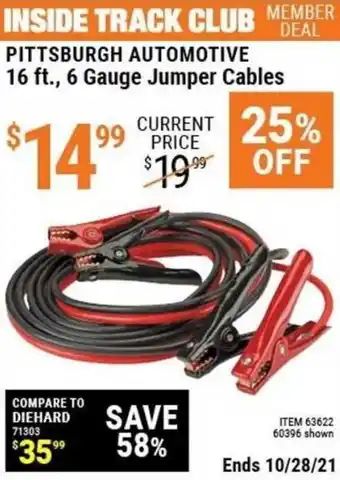 Harbor Freight Tools Pittsburg Automotive 16 Ft. 6 Gauge Jumper Cables offer