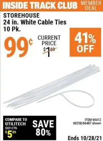 Harbor Freight Tools Storehouse 24 In. White Cable Ties 10 Pk. offer