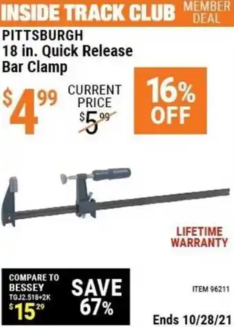 Harbor Freight Tools Pittsburgh 18 In. Quick Release Bar Clamp offer