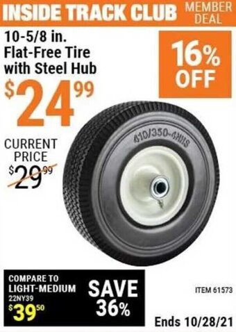 Harbor Freight Tools 10-5/8 In. Flat-Free Tire With Steel Hub offer