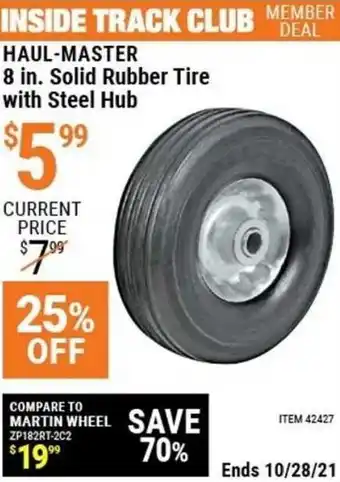 Harbor Freight Tools Haul-Master 8 In. Solid Rubber Tire With Steel Hub offer