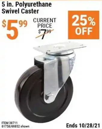 Harbor Freight Tools 5 In.Polyurethane Swivel Caster offer