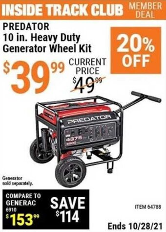 Harbor Freight Tools Predator 10 In. Heavy Duty Generator Wheel Kit offer