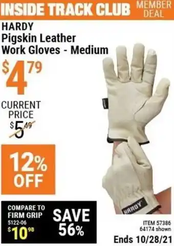 Harbor Freight Tools Hardy Pigskin Leather Work Gloves -Medium offer