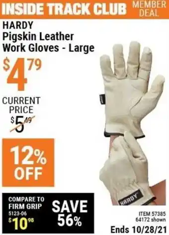 Harbor Freight Tools Hardy Pigskin Leather Work Gloves - Large offer
