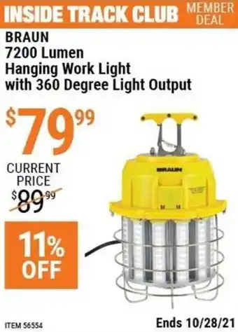 Harbor Freight Tools Braun 7200 Lumen Hanging Work Light With 360 Degree Light Output offer