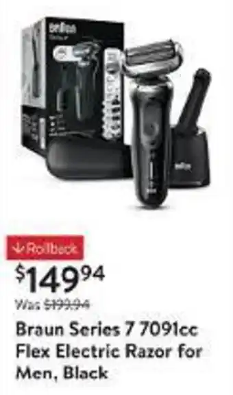 Walmart Braun Series 7 7091cc Flex Electric Razor for Men, Black offer