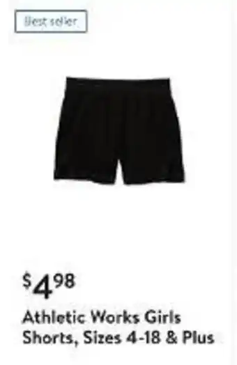 Walmart Athletic Works Girls Shorts, Sizes 4-18 & Plus offer