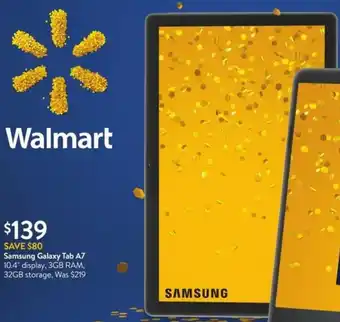 Walmart Samsung Galaxy Tab A7 10.4" Display 3Gb RAM, 32Gb Storage offer
