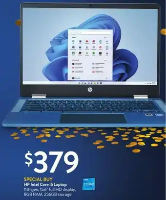 Walmart HP Intel Core i5 Laptop 11th Gen, 15.6" 8Gb RAM, 256GB Storage offer