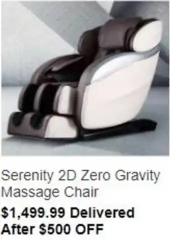 Costco Serenity 2D Zero Gravity Massage Chair offer
