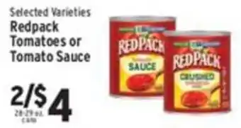 Met Foodmarkets Redpack Tomatoes or Tomato Sauce offer
