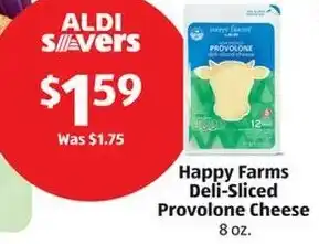 Aldi Happy Farms Deli-Sliced Provolone Cheese 8 oz. offer