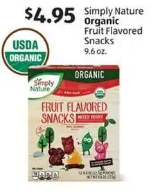 Aldi Simply Nature Organic Fruit Flavored Snacks 9.6 oz. offer