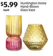 Aldi Huntington Home Hand-Blown Glass Vase offer