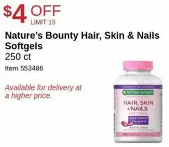 Costco Nature's Bounty Hair, Skin & Nails Softgels offer