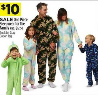 Dollar General One Piece Sleepwear For The Family offer