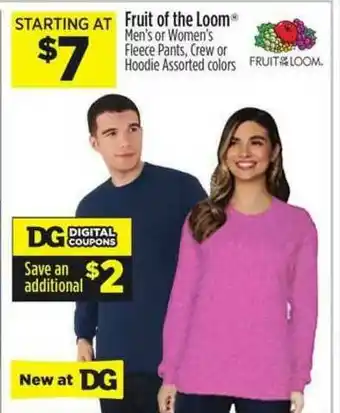 Dollar General Fruit Of The Loom Men's Or Women's Fleece Pants Crew Or Hoodie Assorted Colors offer