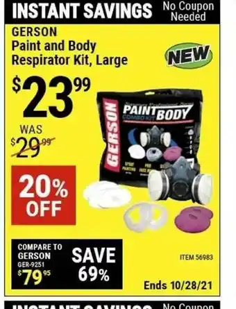 Harbor Freight Tools Gerson Paint And Body Respirator Kit Large offer