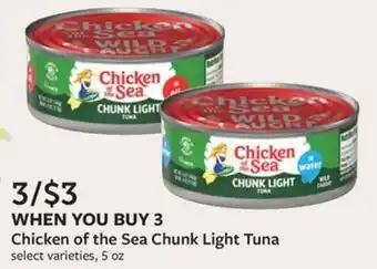 Fareway Chicken of the Sea Chunk Light Tuna select varieties, 5 oz offer