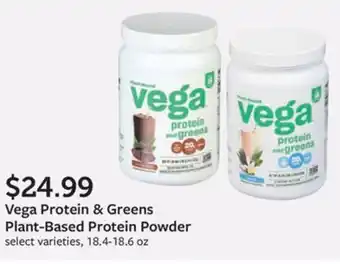 Fareway Vega Protein & Greens Plant-Based Protein Powder select varieties, 18.4-18.6 oz offer