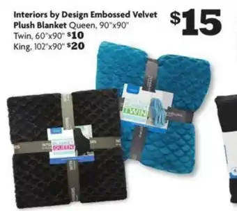 Family Dollar Interiors By Design Embossed Velvet Plush Blanket offer