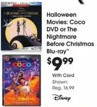 Halloween Movies Coco DVD Or The Nightmare Before Chistmas Blu-Ray
