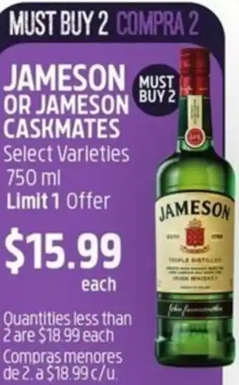 Foods Co Jameson Or Jameson Caskmates 750 ml offer
