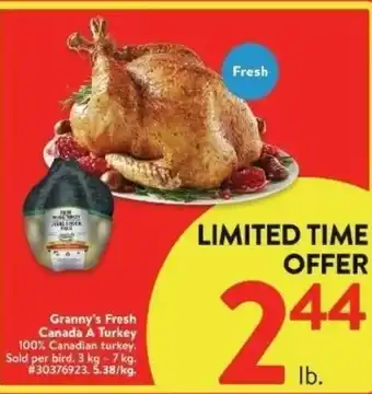 Walmart Granny's Fresh Canada A Turkey offer