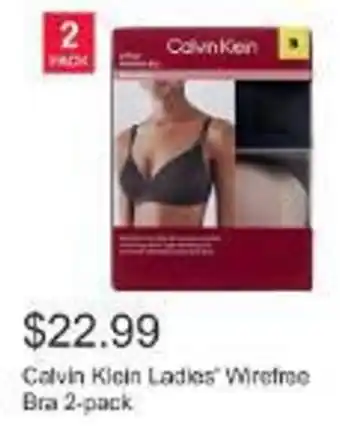 Costco Calvin Klein Ladies Wirefree Bra 2-pack offer